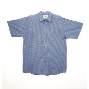 Wrangler Rugged Wear Short Sleeve Button Down Shirt Size 2XT Blue Small Check